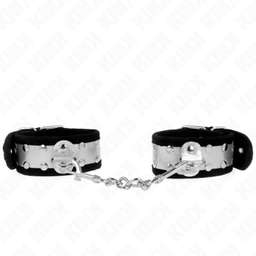 Obsenza - KINK Dünne Handgelenksfesseln Schwarz/Silber 30x4 cm – Stilvolle Kontrolle für BDSM-Sessions - Image 1