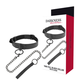 Obsenza - Collare BDSM Elegante con Catena e Guinzaglio Darkness - Nero - Image 1