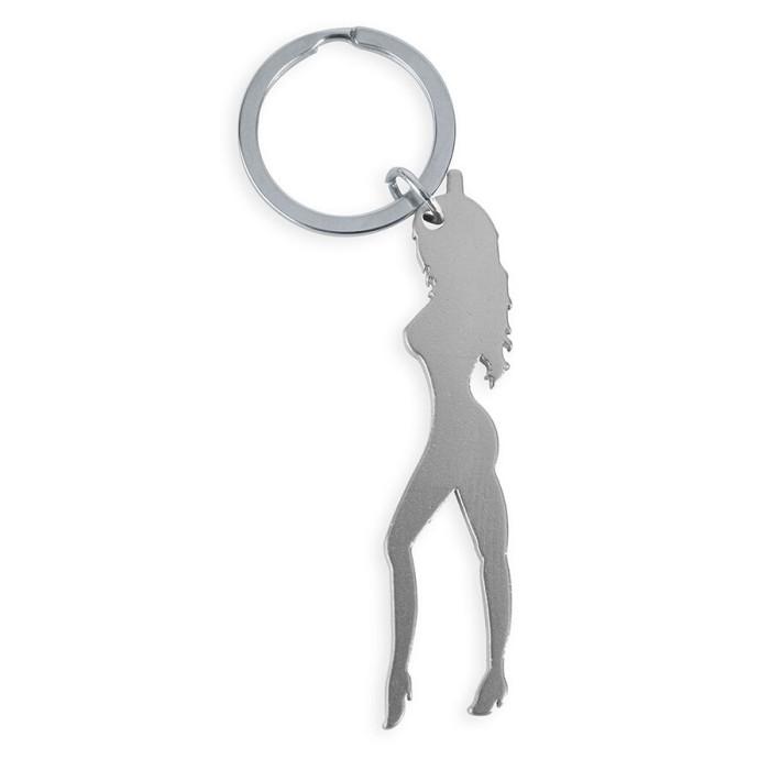 Obsenza - Keyring with female silhouette in silver color with beer opener - Image 1