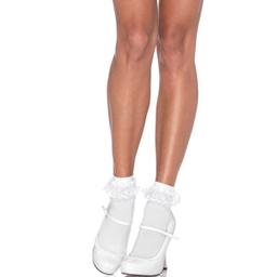 Obsenza - Elegant Lace Ruffle Ankle Socks by Leg Avenue - OS - Image 1