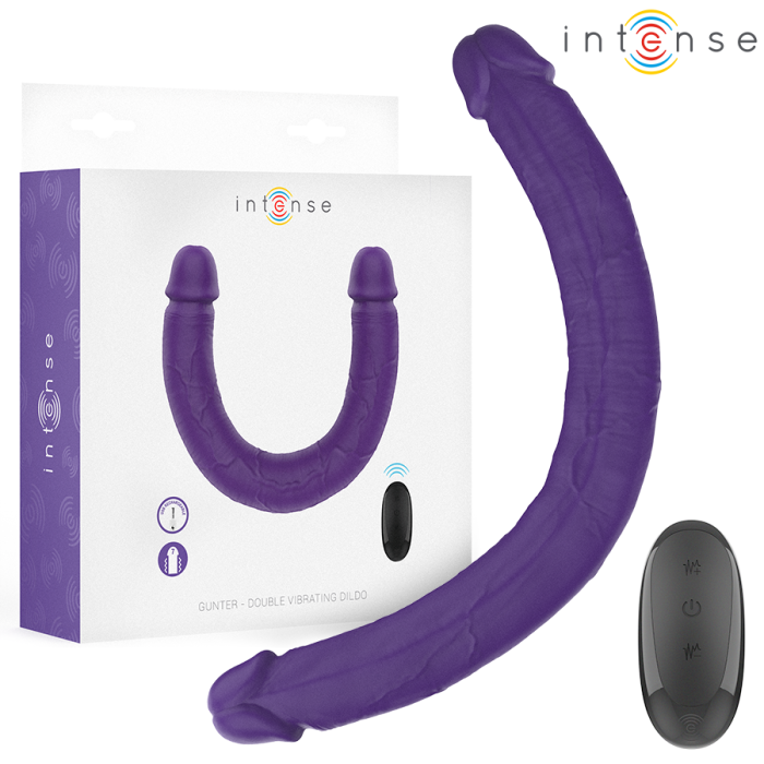 Obsenza - INTENSE GUNTER Dildo Doppelvibrator 40 cm Fernbedienung für Paare - Violett - Image 1