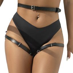Obsenza - Harnais de Taille et de Jambes en Cuir Noir Sublime pour Une Élégance Sensuelle - TU - Image 1