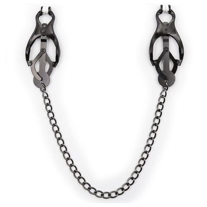 Obsenza - OHMAMA Fetish Dark Chain Japanese Nipple Clamps - Black - Image 1