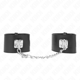 Obsenza - KINK Fixed Wrist Restraints with Chain and Padlock Closure - Black - Image 1