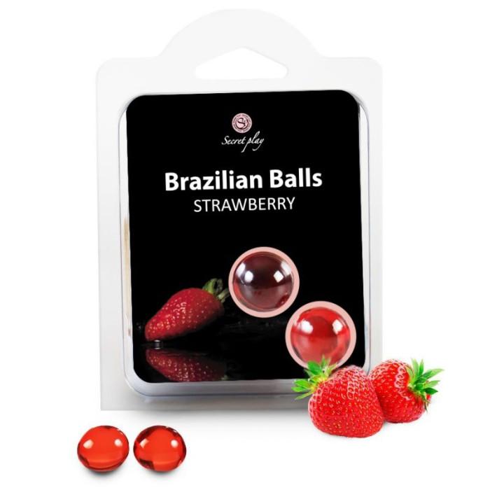 Obsenza - Bolas Brasileñas con Lubricante Sabor Fresas - Set 2 Pzs - Image 1