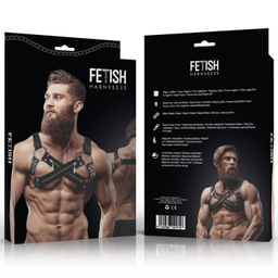 Obsenza - Adjustable Neoprene Cross-Over Chest Harness with Zippers for Men - OS - Image 1
