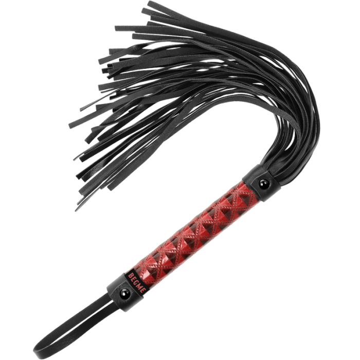 Obsenza - Flogger en Cuir Végan BEGME Édition Rouge pour Jeu Fétichiste - Rouge - Image 2