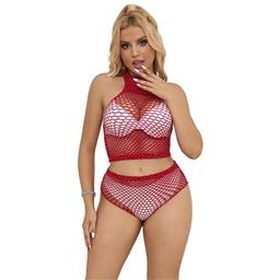 Obsenza - Conjunto Fishnet com Diamantes Rosa Sublime para Sedução e Elegância - OS - Image 1
