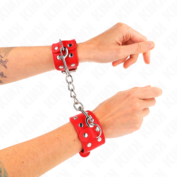 Obsenza - KINK Doppelreihe Verstellbare Nieten Armbänder - Rot - Image 1