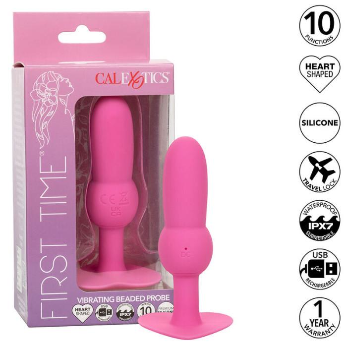 Obsenza - First Time Beaded Anal Probe with 10 Vibrations and Waterproof Design - Pink - Image 1