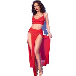 Obsenza - Conjunto Sedutor Top e Legging com Acessórios Dourados CHILIROSE - Vermelho - Image 1