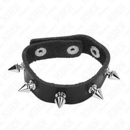 Obsenza - Anneau pénis en cuir avec pointes 21,5 x 1,6 cm – Plaisir et Contrôle Intenses - Image 1