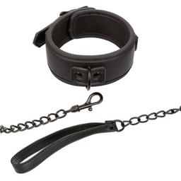 Obsenza - Collar y Correa Ajustable Nocturnal de Cuero para Dominación - Negro - Image 1
