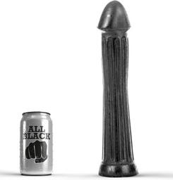 Obsenza - All Black 31cm Plug Dildo with Deep Grooves for Enhanced Pleasure - Black - Image 1