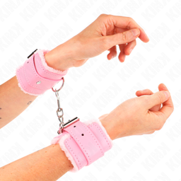 Obsenza - Appui-Poignets Doublés de Fourrure Rose avec Ceinture Ajustable 17-29 cm - Rose - Image 1