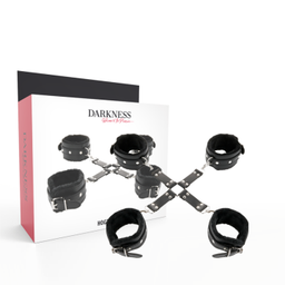 Obsenza - Darkness Leather Handcuffs for Feet and Hands – Adjustable BDSM Restraints - Black - Image 1