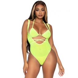 Obsenza - Leg Avenue Wickel-Bikini-Top und Body aus Strass-Mesh für verführerische Eleganz - OS - Image 1
