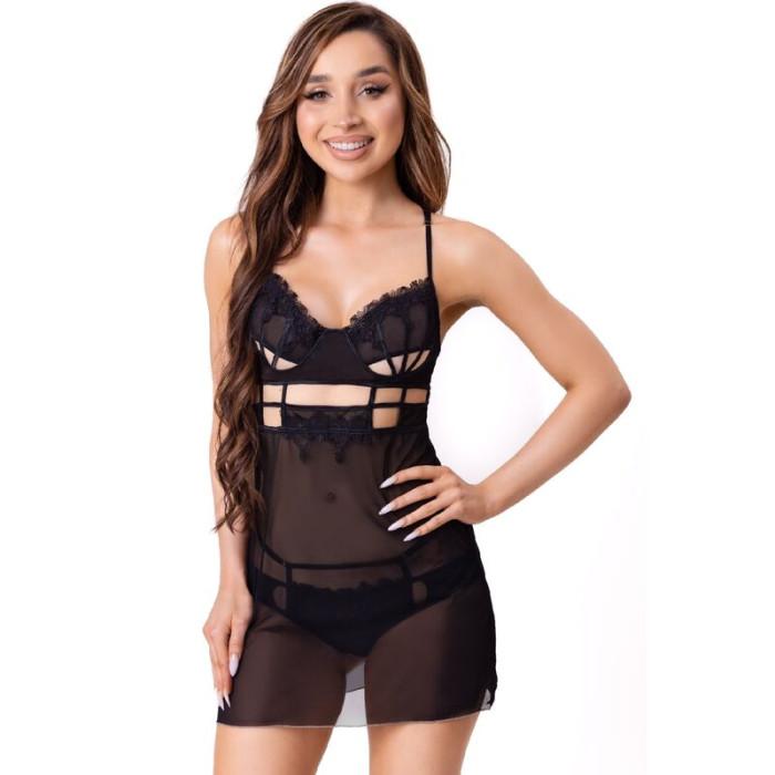 Obsenza - Maia Babydoll Seducente con Perizoma Nero S/M Livco Corsetti Fashion - Nero - Image 1