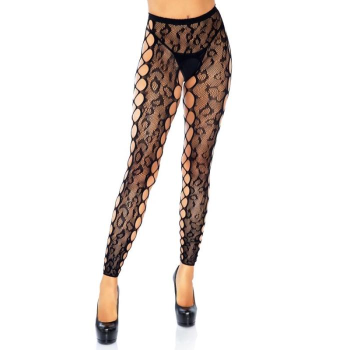 Obsenza - Collant Crothless in Pizzo Leopardato Leg Avenue per Femminilità Seducente - OS - Image 1