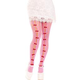 Obsenza - Meias Arrastão com Aberturas Coração e Laços Rosa - Leg Avenue - OS - Image 1
