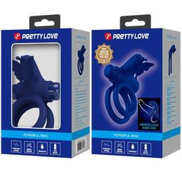 Obsenza - Jamele double ring with vibration &amp; butterfly stimulator blue - Image 1