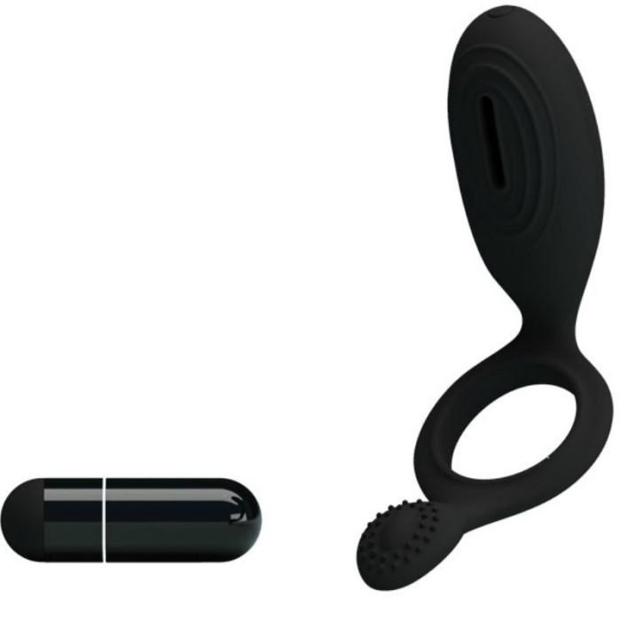 Obsenza - Anillo Vibrador Ethel con Estimulador Clitorial para Placer Total - Negro - Image 1