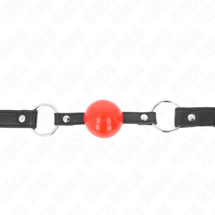 Obsenza - KINK Red Ball Gag with Lock and Adjustable Strap 60 x 2 cm - Black - Image 1