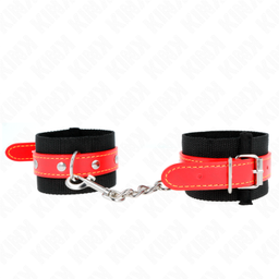 Obsenza - Punhos de Nylon com Couro Vermelho Ajustáveis 19-24 cm x 5,5 cm KINK - Vermelho - Image 1